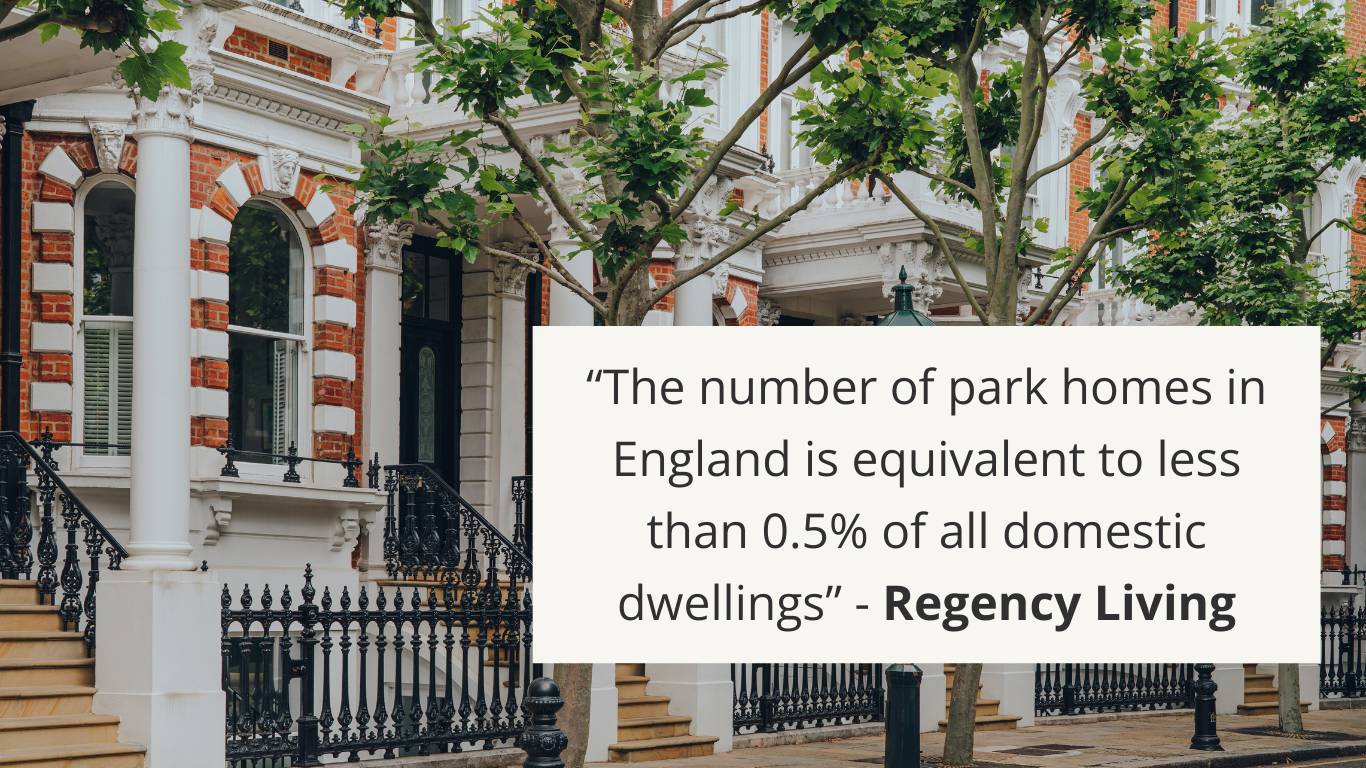 the number of park homes in England is equivalent to less than 0.5% of all domestic dwellings